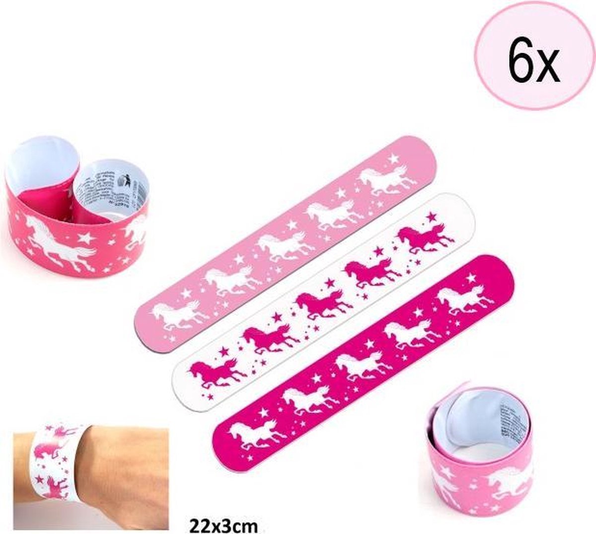 Klaparmband Eenhoorn | Lightfight | Unicorn Traktatie | 6 stuks